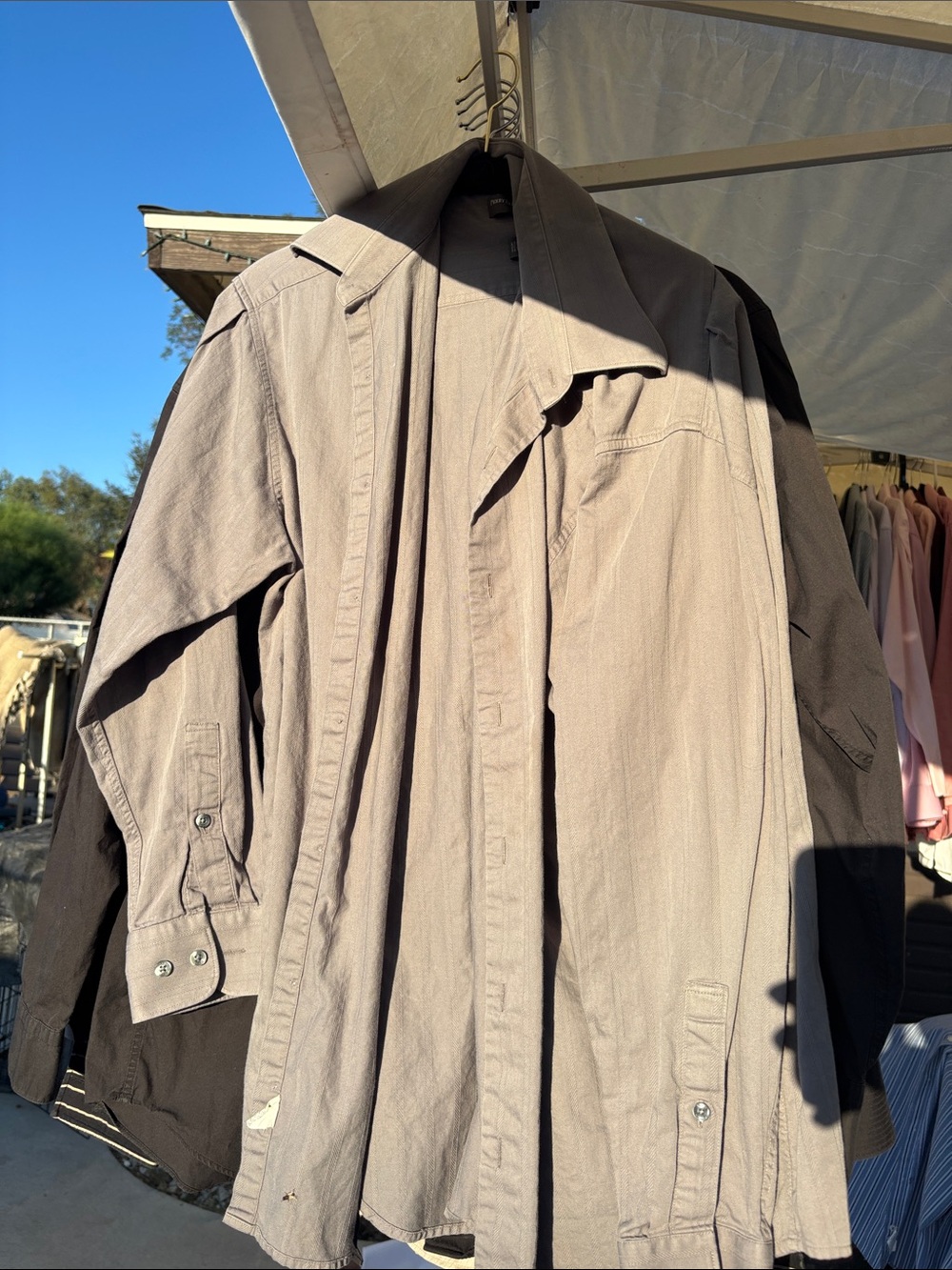 Perry Ellis Men's Taupe Shirt Jacket